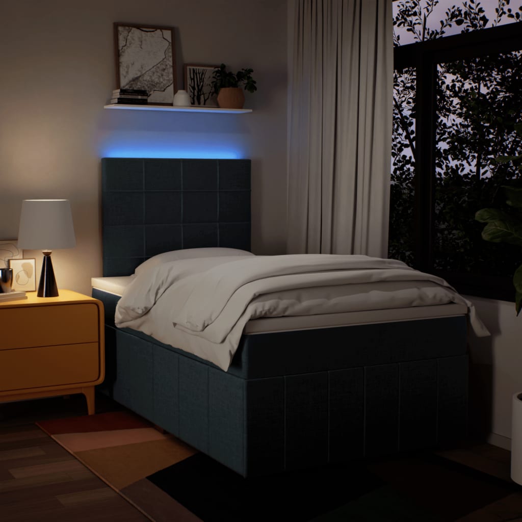 Sommier à lattes de lit avec matelas bleu 120x190 cm tissu - XIOS