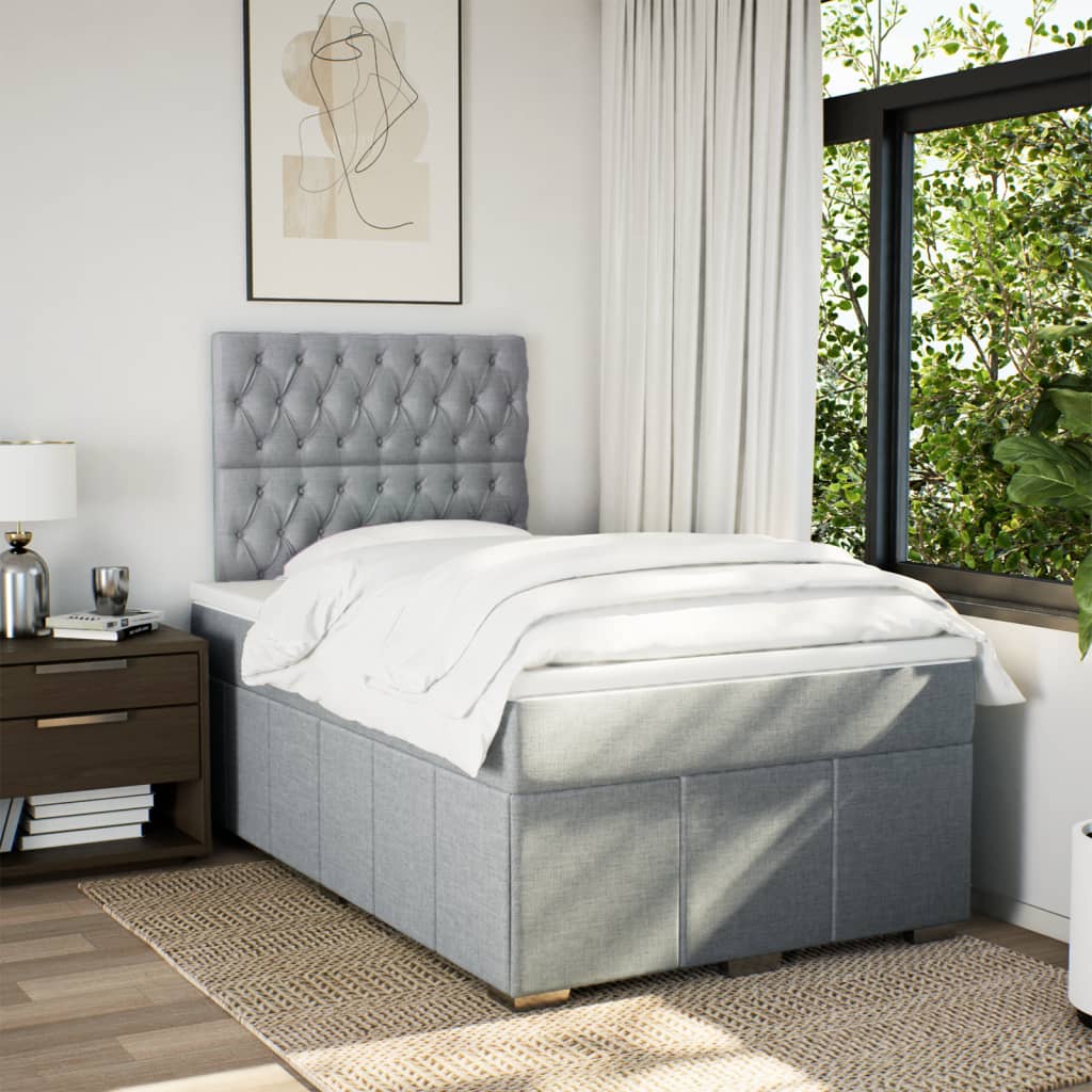 Sommier à lattes de lit et matelas gris clair 120x190 cm tissu - XIOS