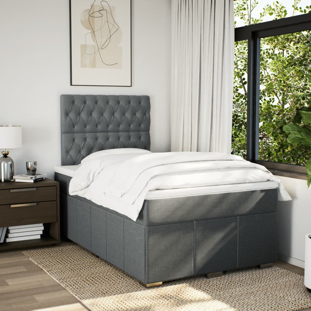 Sommier à lattes de lit avec matelas gris foncé 120x190cm tissu - XIOS