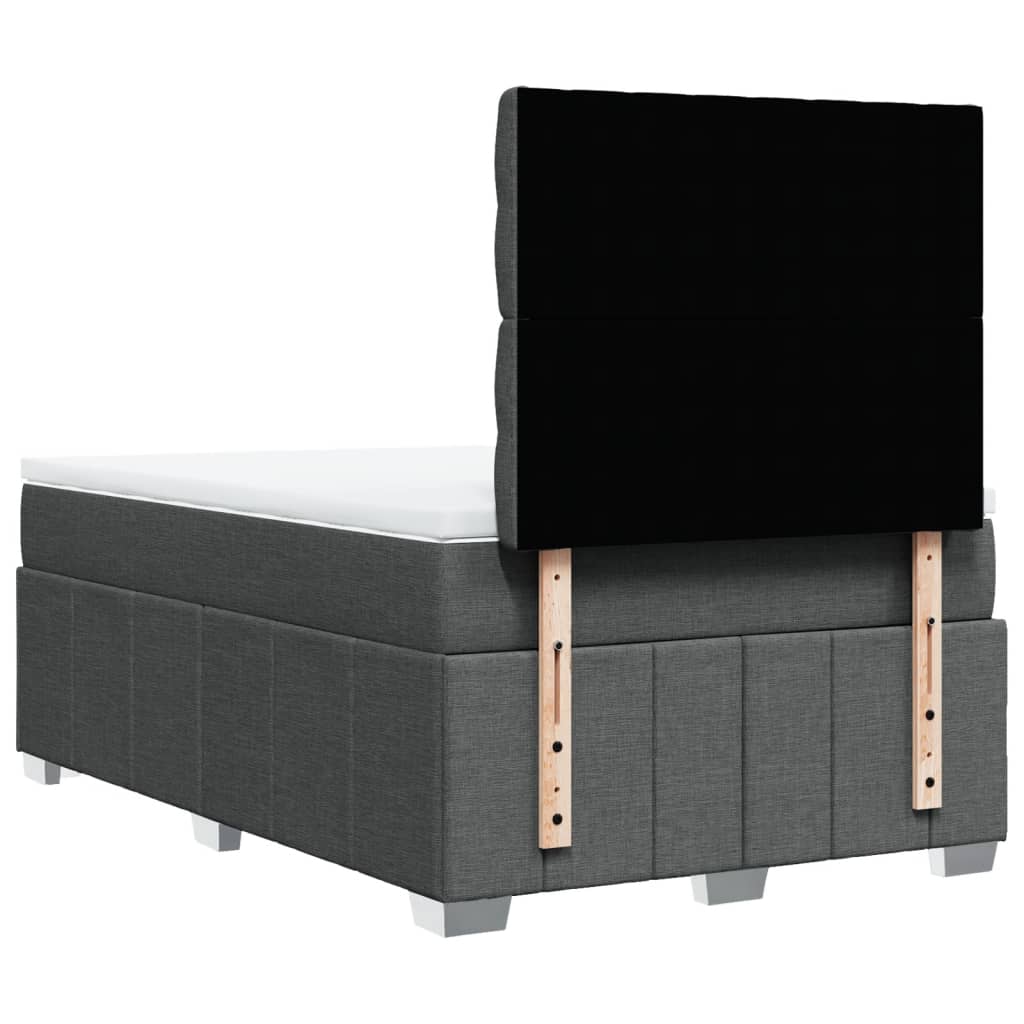 Sommier à lattes de lit avec matelas gris foncé 120x190cm tissu - XIOS