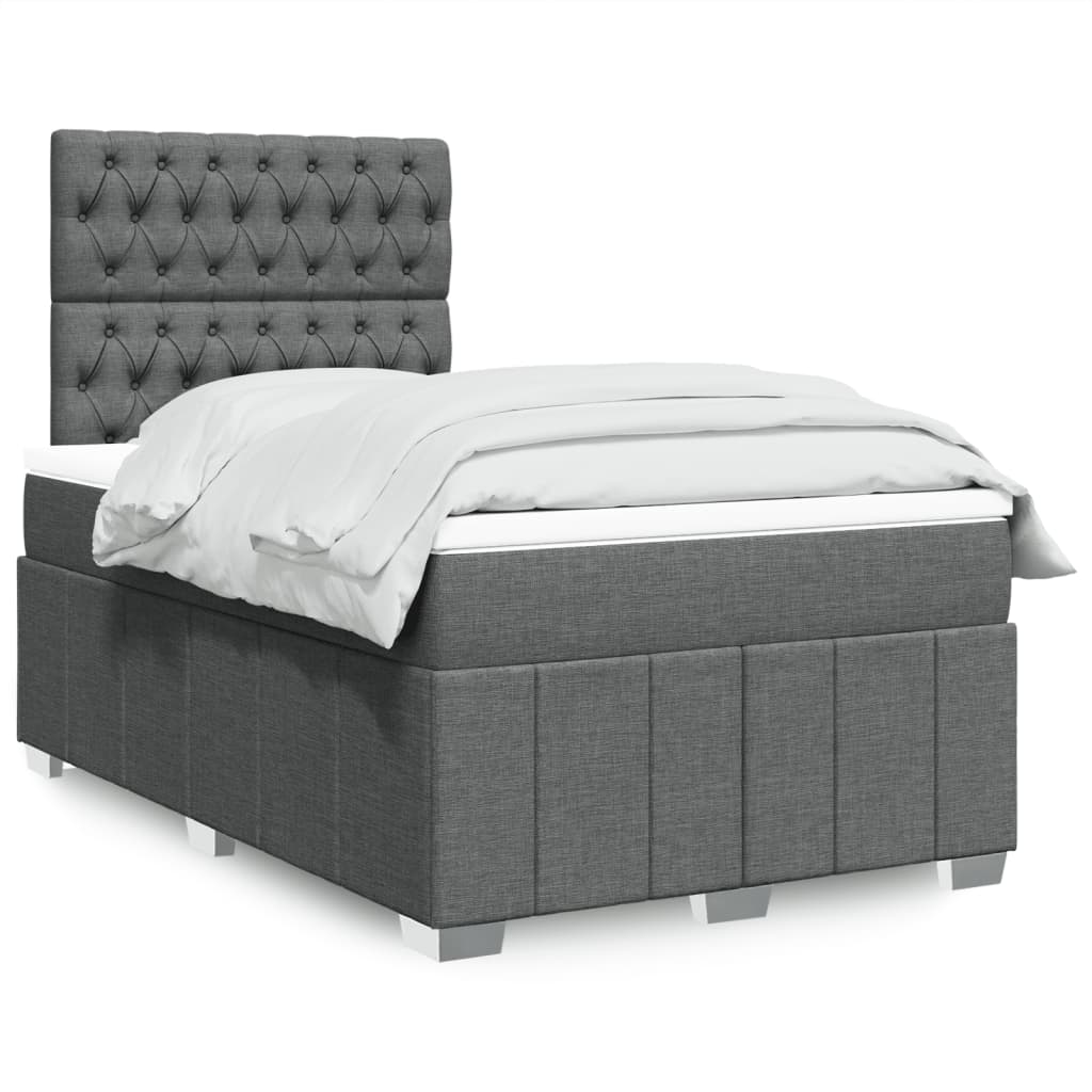 Sommier à lattes de lit avec matelas gris foncé 120x190cm tissu - XIOS