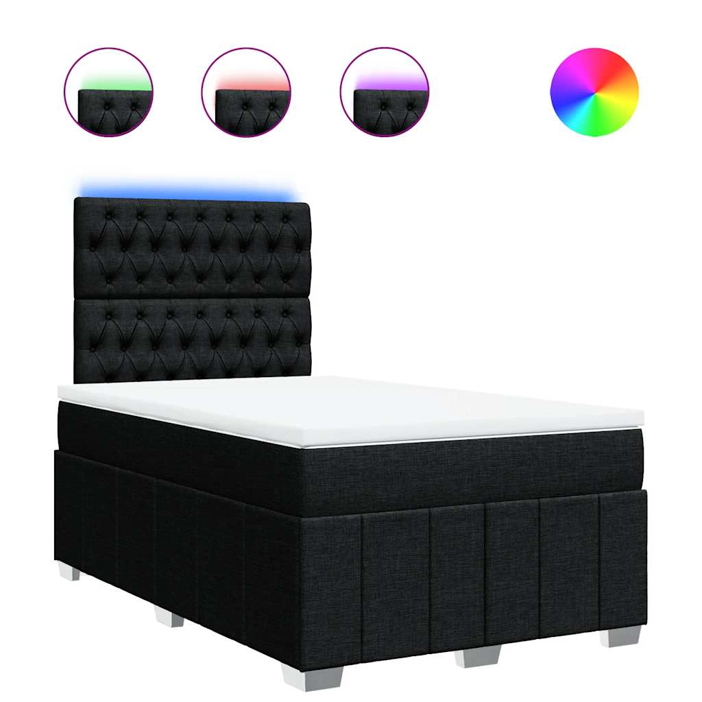 Sommier à lattes de lit avec matelas noir 120x190 cm tissu - XIOS