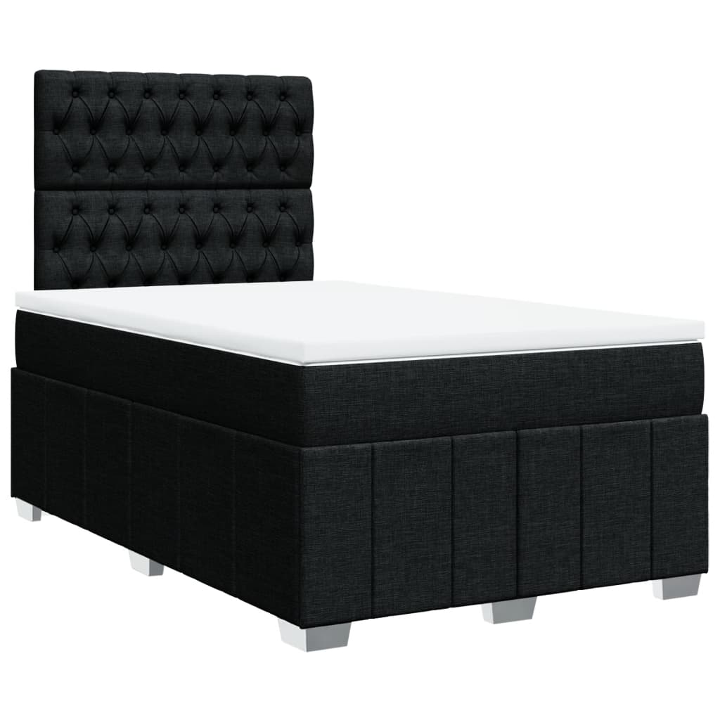 Sommier à lattes de lit avec matelas noir 120x190 cm tissu - XIOS