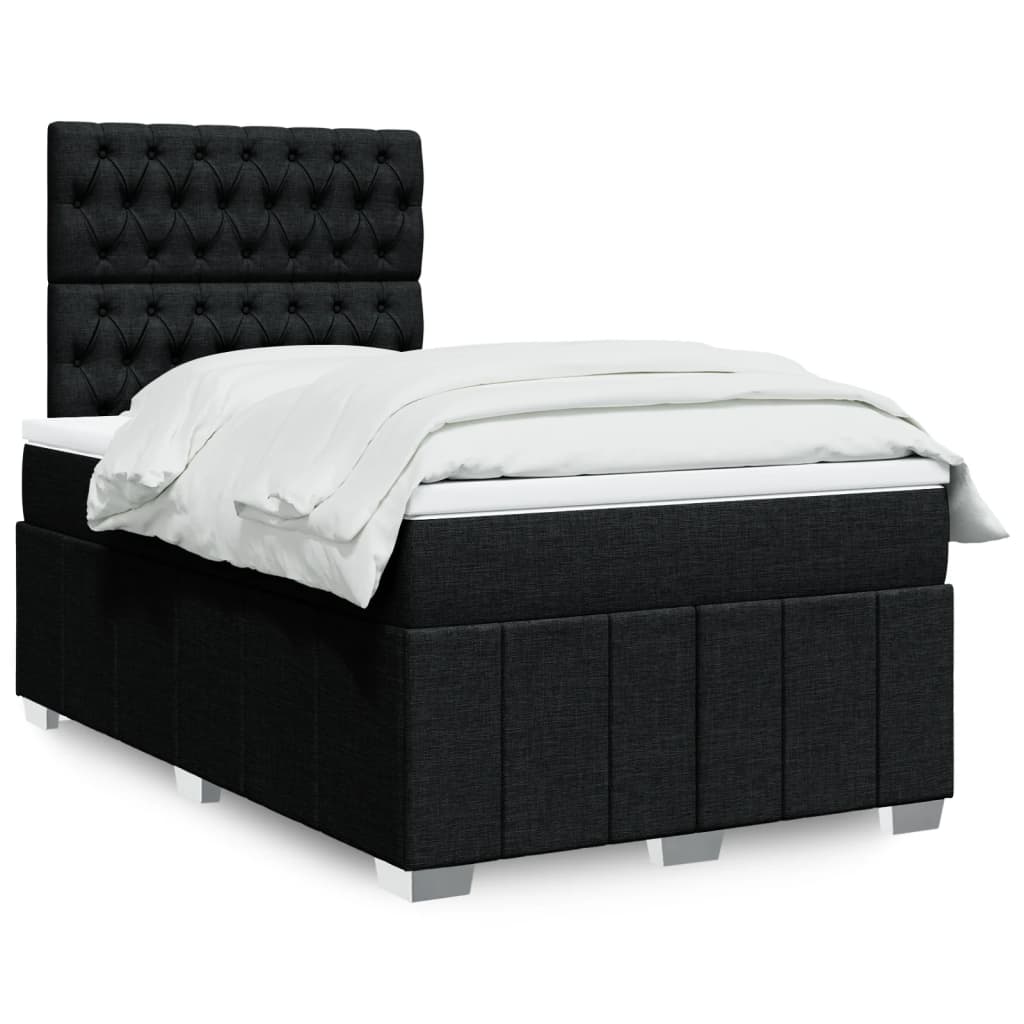 Sommier à lattes de lit avec matelas noir 120x190 cm tissu - XIOS