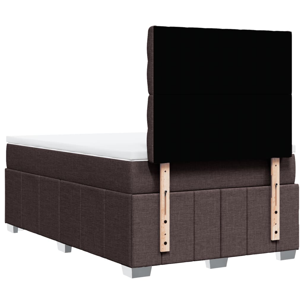 Sommier à lattes de lit et matelas marron foncé 120x190cm tissu - XIOS