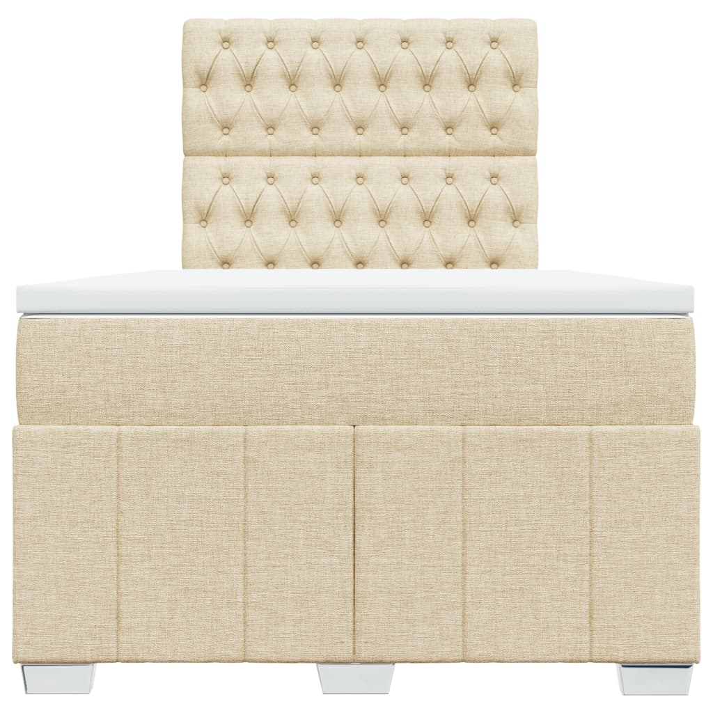 Sommier à lattes de lit avec matelas crème 120x190 cm tissu - XIOS
