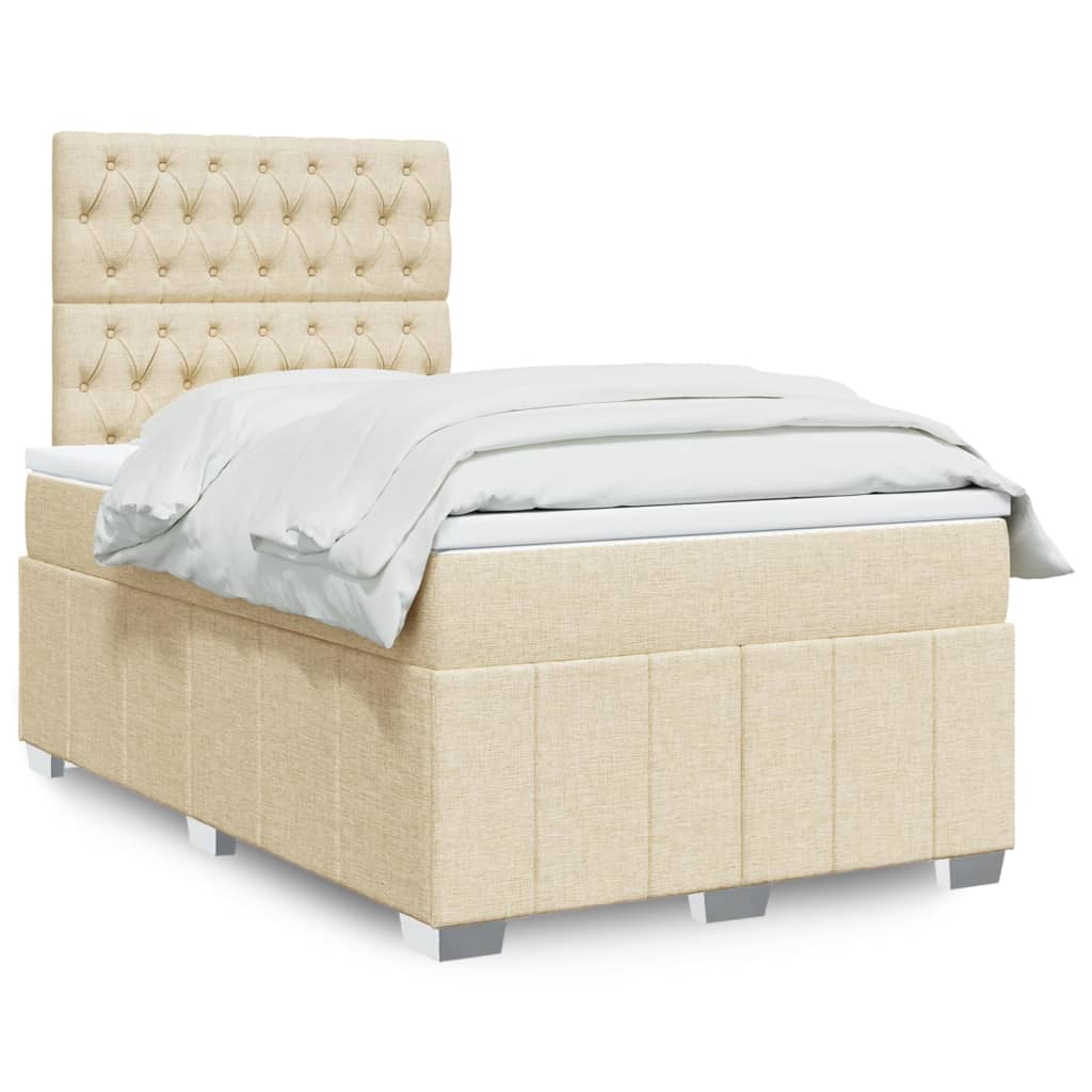 Sommier à lattes de lit avec matelas crème 120x190 cm tissu - XIOS