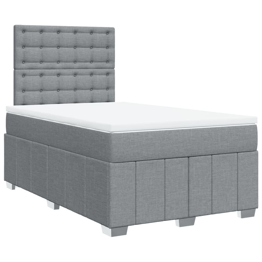 Sommier à lattes de lit et matelas gris clair 120x190 cm tissu - XIOS