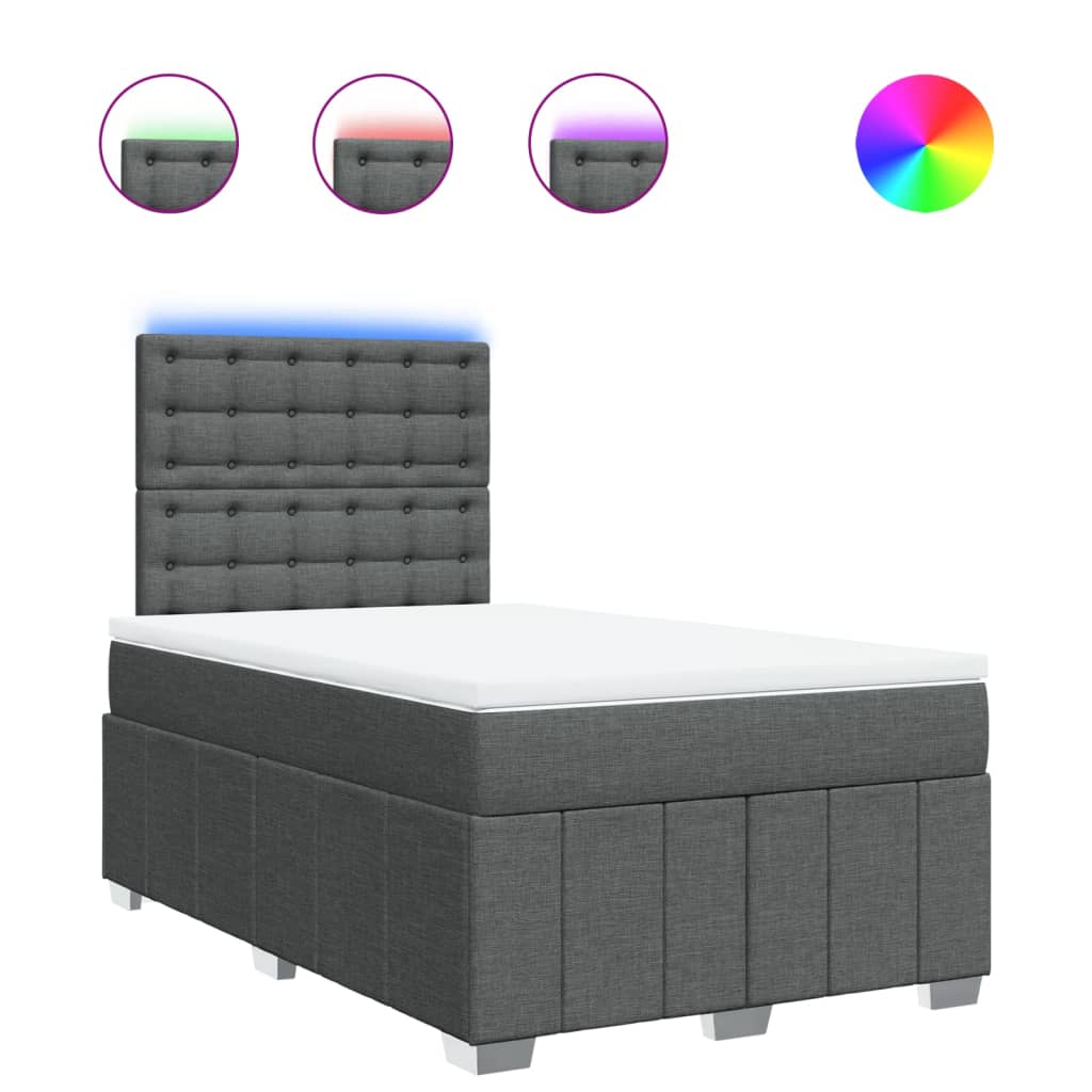 Sommier à lattes de lit avec matelas gris foncé 120x190cm tissu - XIOS