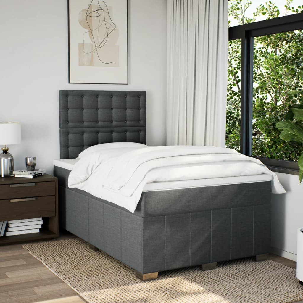 Sommier à lattes de lit avec matelas gris foncé 120x190cm tissu - XIOS