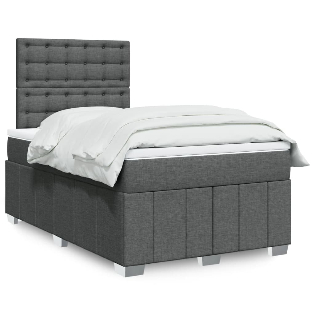 Sommier à lattes de lit avec matelas gris foncé 120x190cm tissu - XIOS