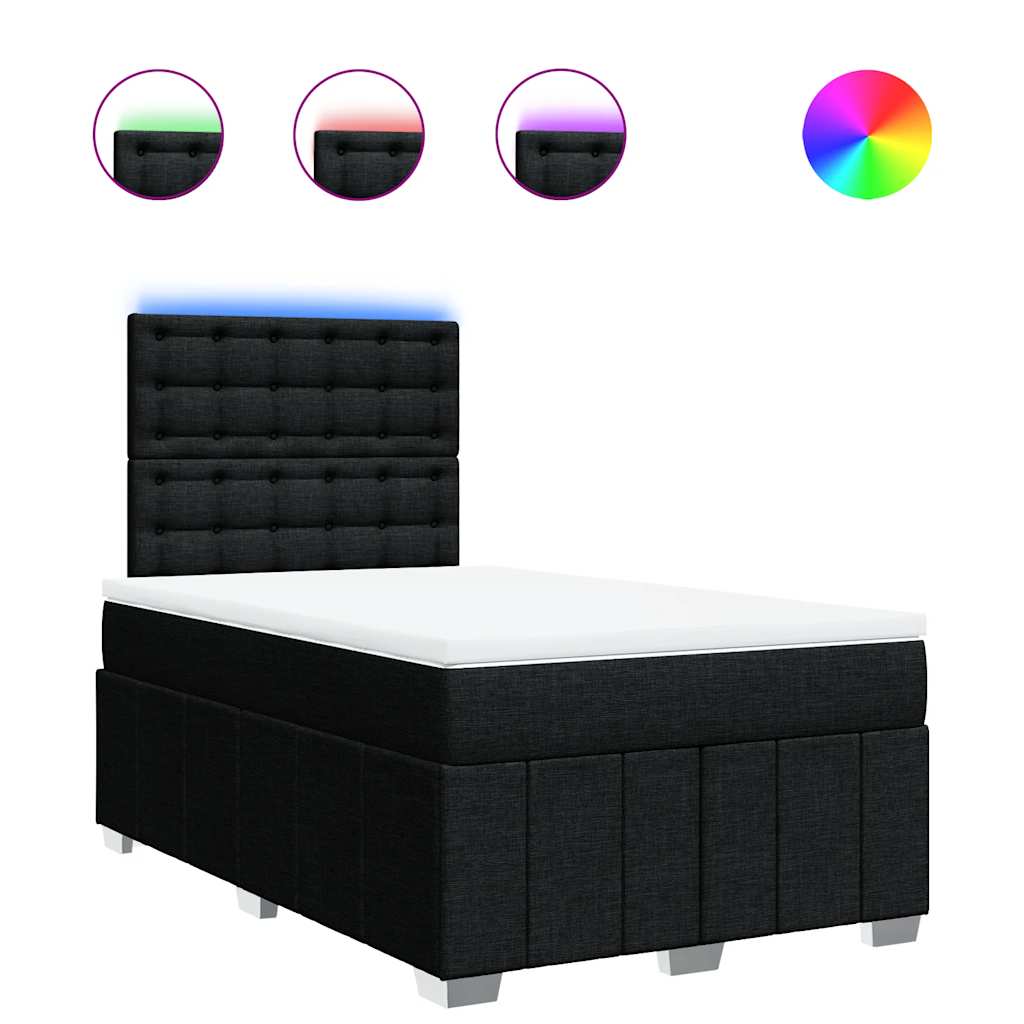 Sommier à lattes de lit avec matelas noir 120x190 cm tissu - XIOS