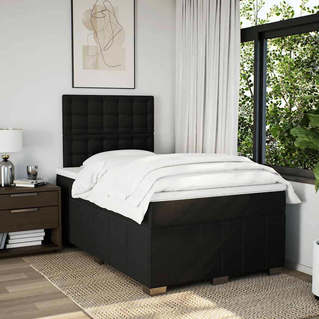 Sommier à lattes de lit avec matelas noir 120x190 cm tissu - XIOS