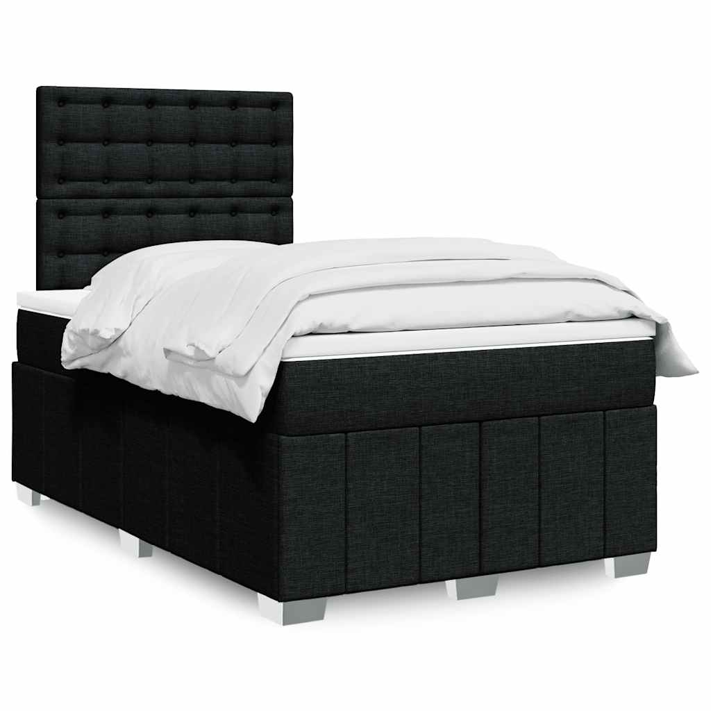 Sommier à lattes de lit avec matelas noir 120x190 cm tissu - XIOS