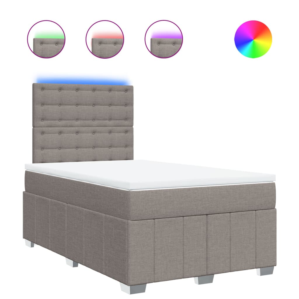 Sommier à lattes de lit avec matelas taupe 120x190 cm tissu - XIOS