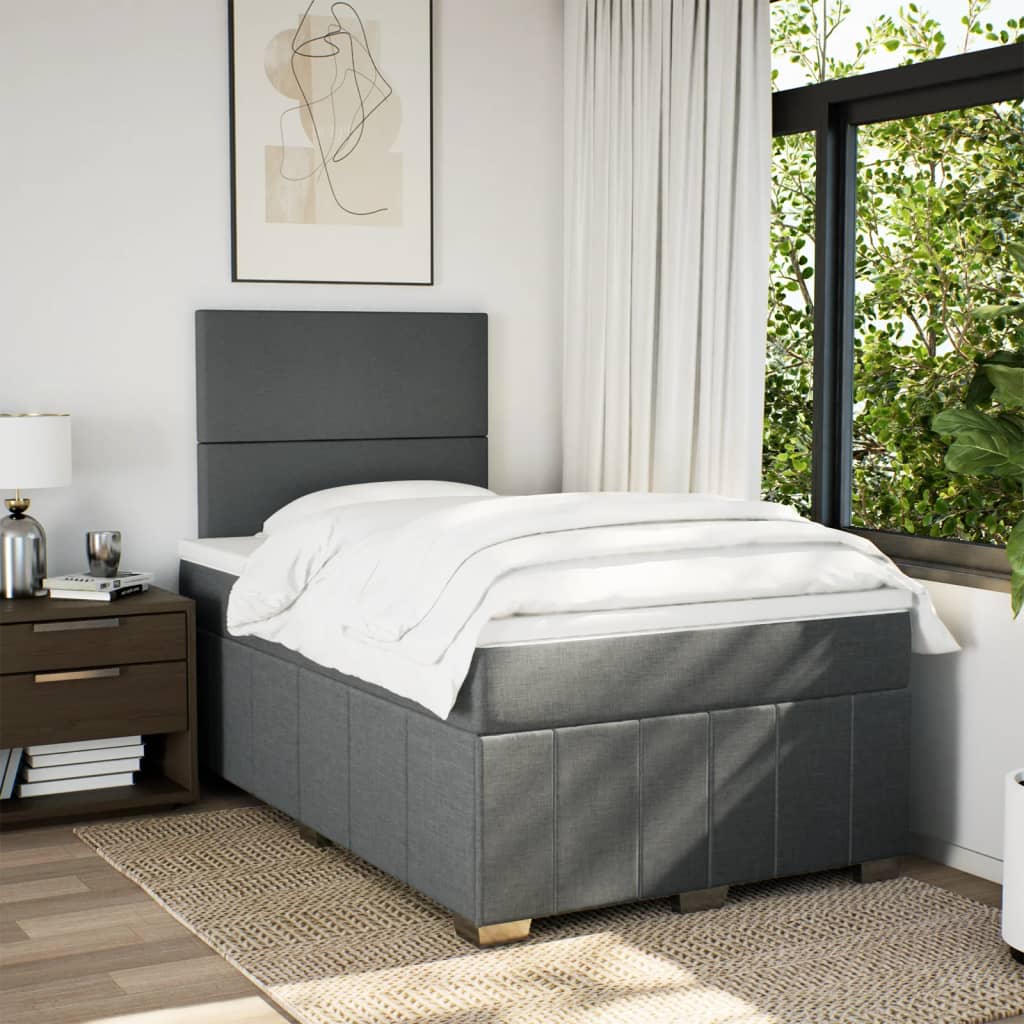 Sommier à lattes de lit avec matelas Gris foncé 120x200cm Tissu - XIOS