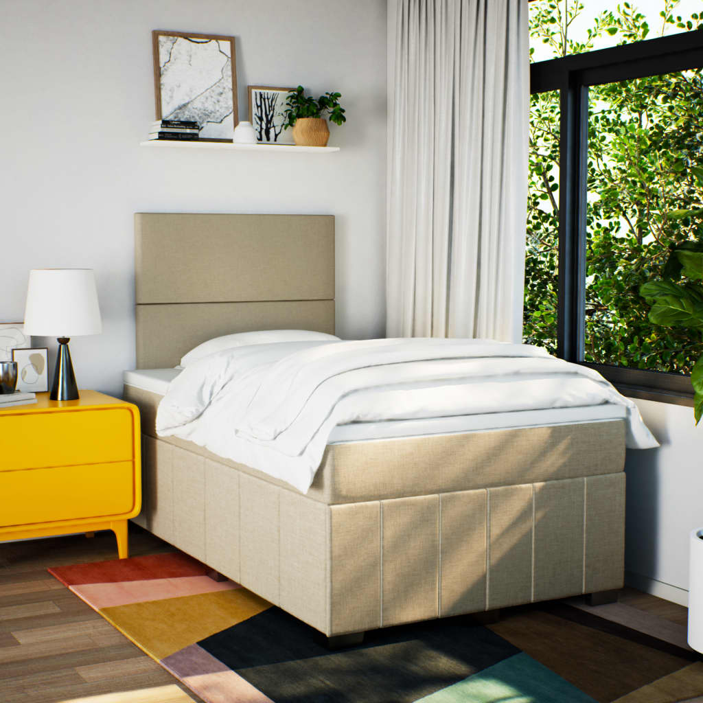Sommier à lattes de lit avec matelas Crème 120x200 cm Tissu - XIOS