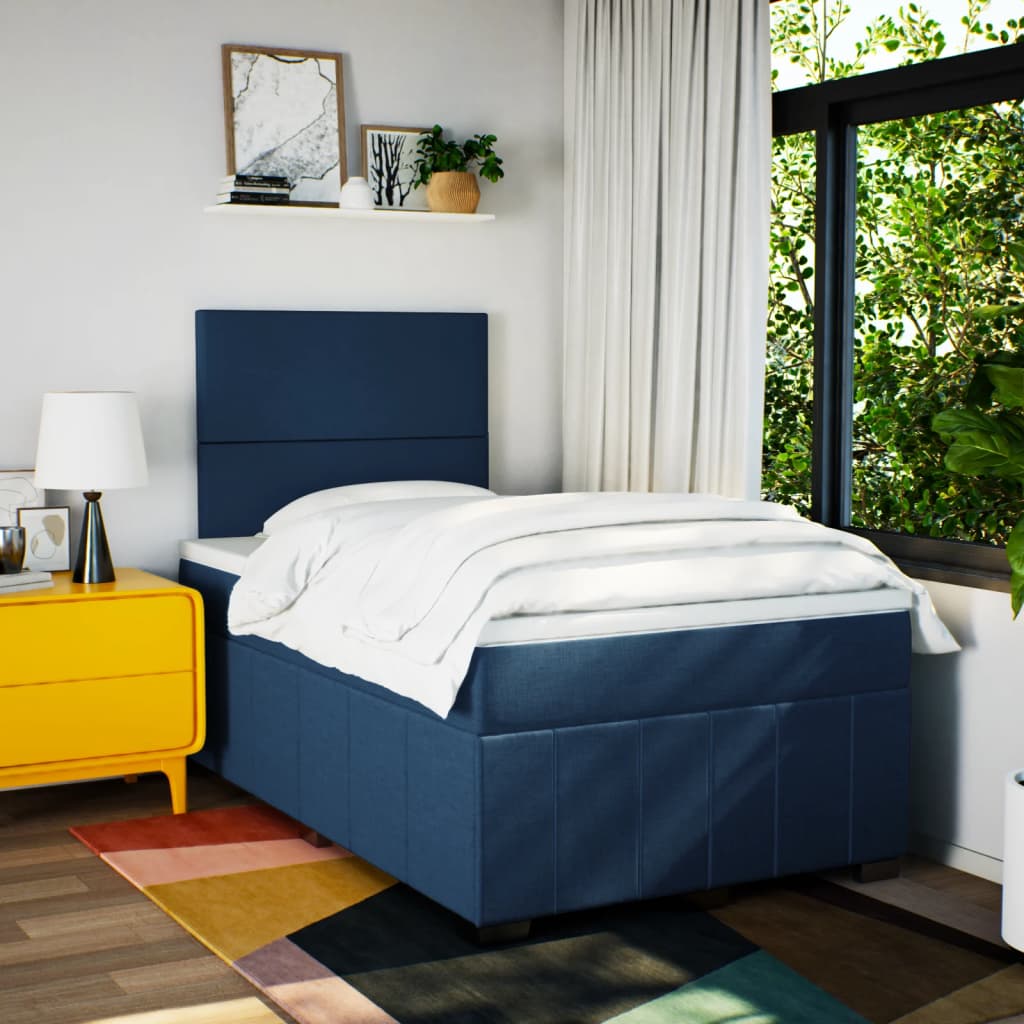 Sommier à lattes de lit avec matelas Bleu 120x200 cm Tissu - XIOS
