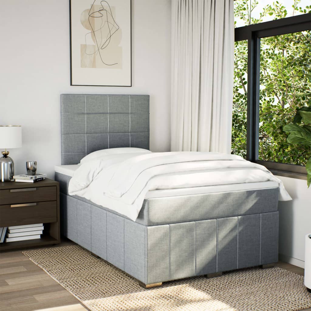 Sommier à lattes de lit avec matelas Gris clair 120x200cm Tissu - XIOS