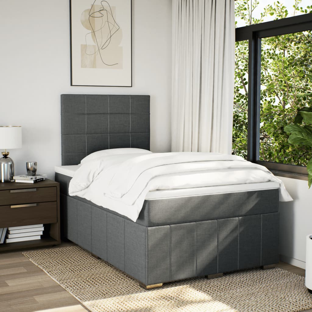 Sommier à lattes de lit avec matelas Gris foncé 120x200cm Tissu - XIOS