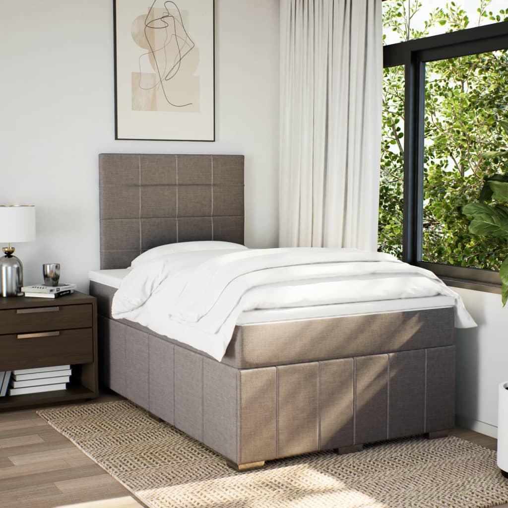 Sommier à lattes de lit avec matelas Taupe 120x200 cm Tissu - XIOS