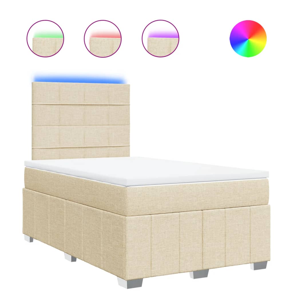 Sommier à lattes de lit avec matelas Crème 120x200 cm Tissu - XIOS