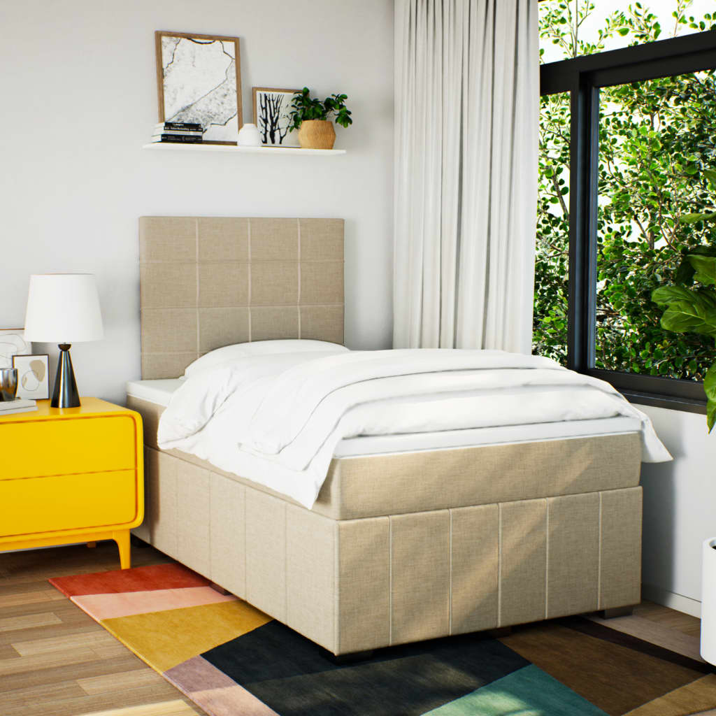 Sommier à lattes de lit avec matelas Crème 120x200 cm Tissu - XIOS
