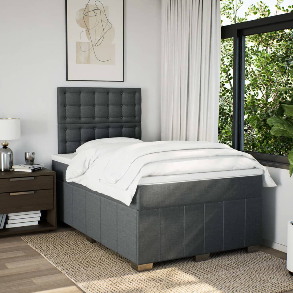 Sommier à lattes de lit avec matelas Gris foncé 120x200cm Tissu - XIOS