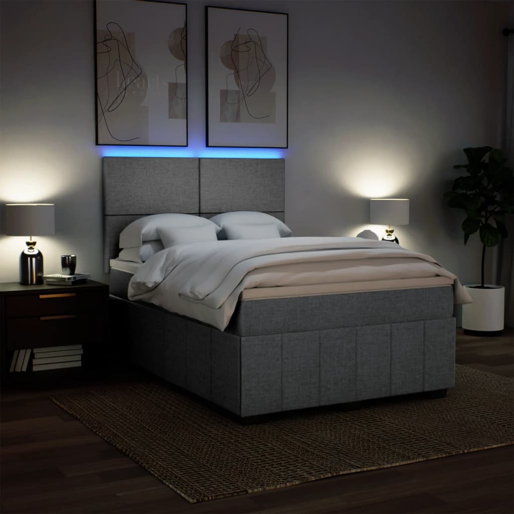 Sommier à lattes de lit avec matelas Gris clair 140x190cm Tissu - XIOS