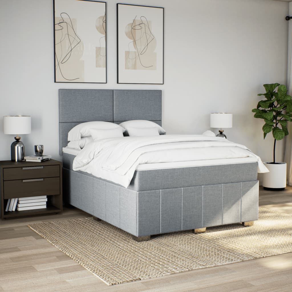 Sommier à lattes de lit avec matelas Gris clair 140x190cm Tissu - XIOS