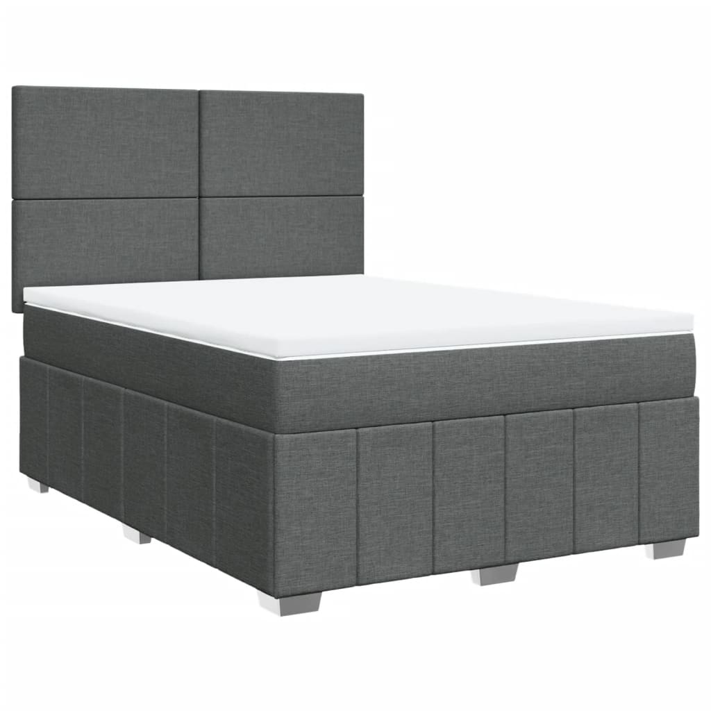 Sommier à lattes de lit avec matelas Gris foncé 140x190cm Tissu - XIOS