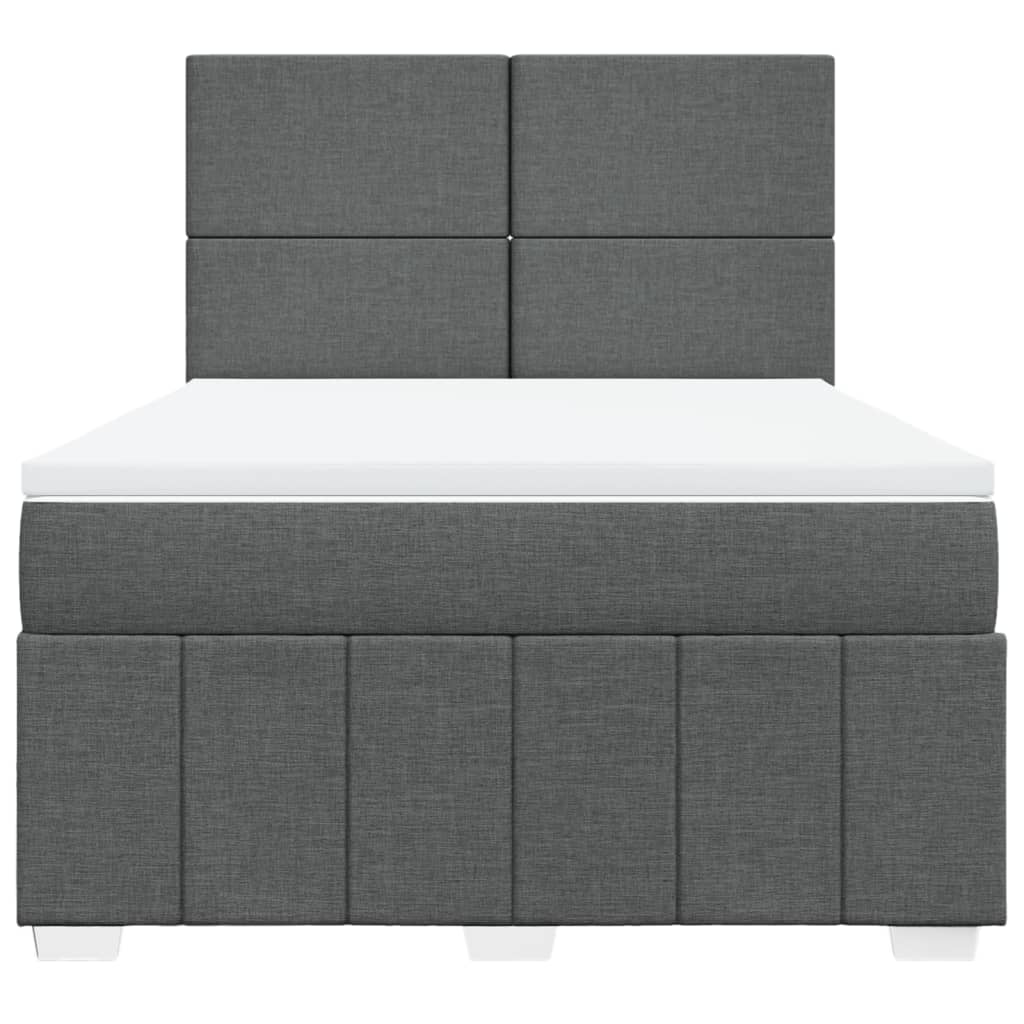 Sommier à lattes de lit avec matelas Gris foncé 140x190cm Tissu - XIOS