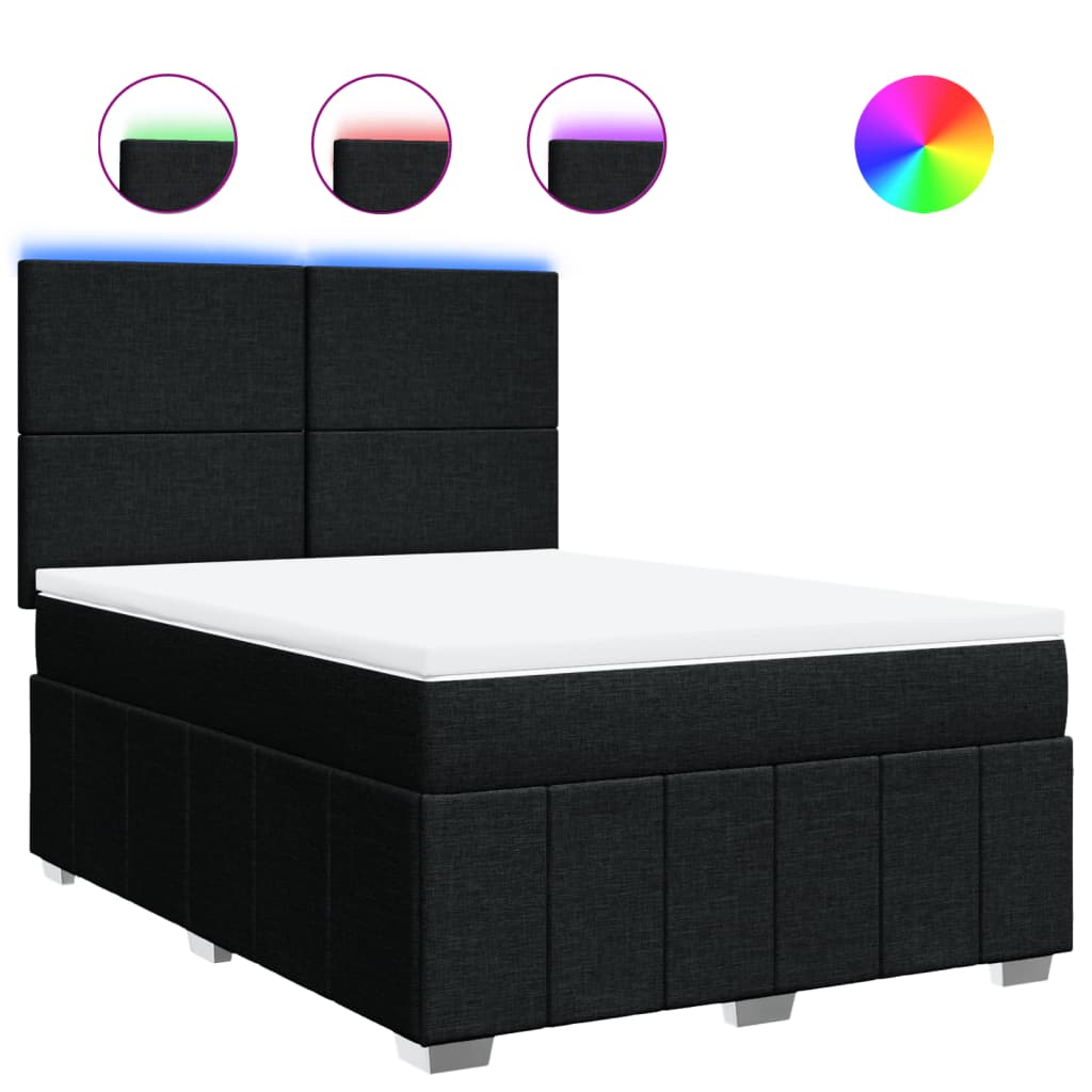Sommier à lattes de lit avec matelas Noir 140x190 cm Tissu - XIOS