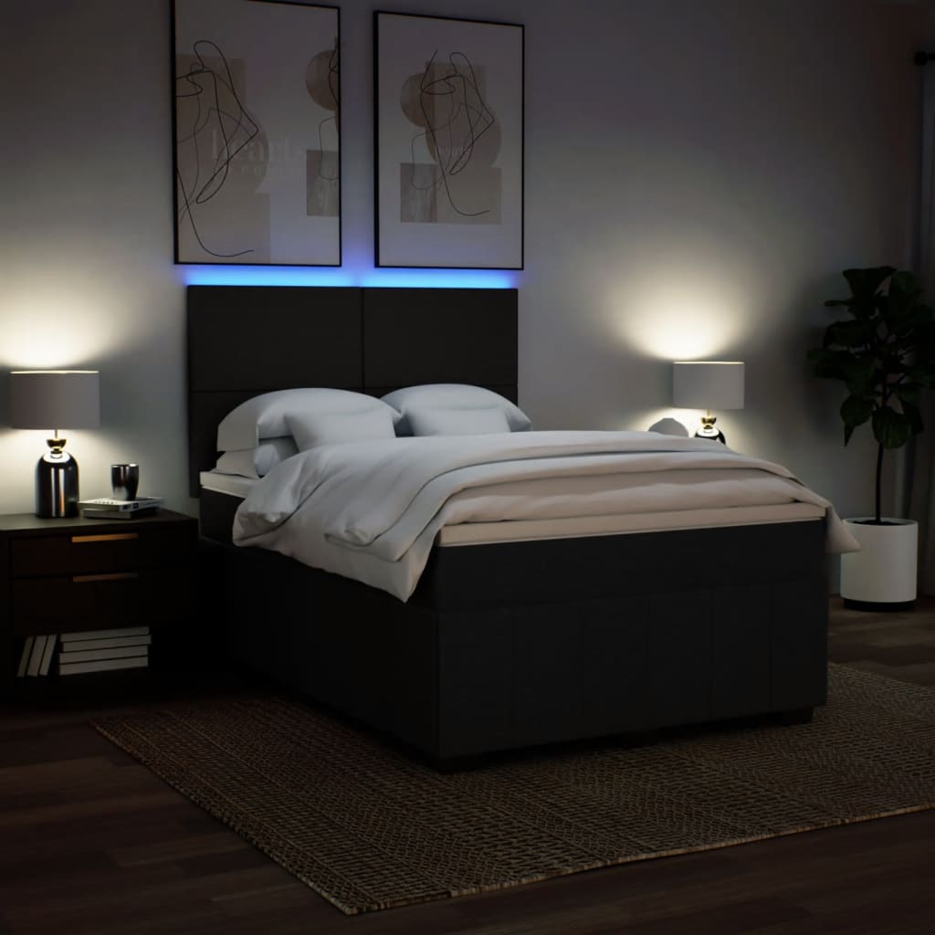 Sommier à lattes de lit avec matelas Noir 140x190 cm Tissu - XIOS