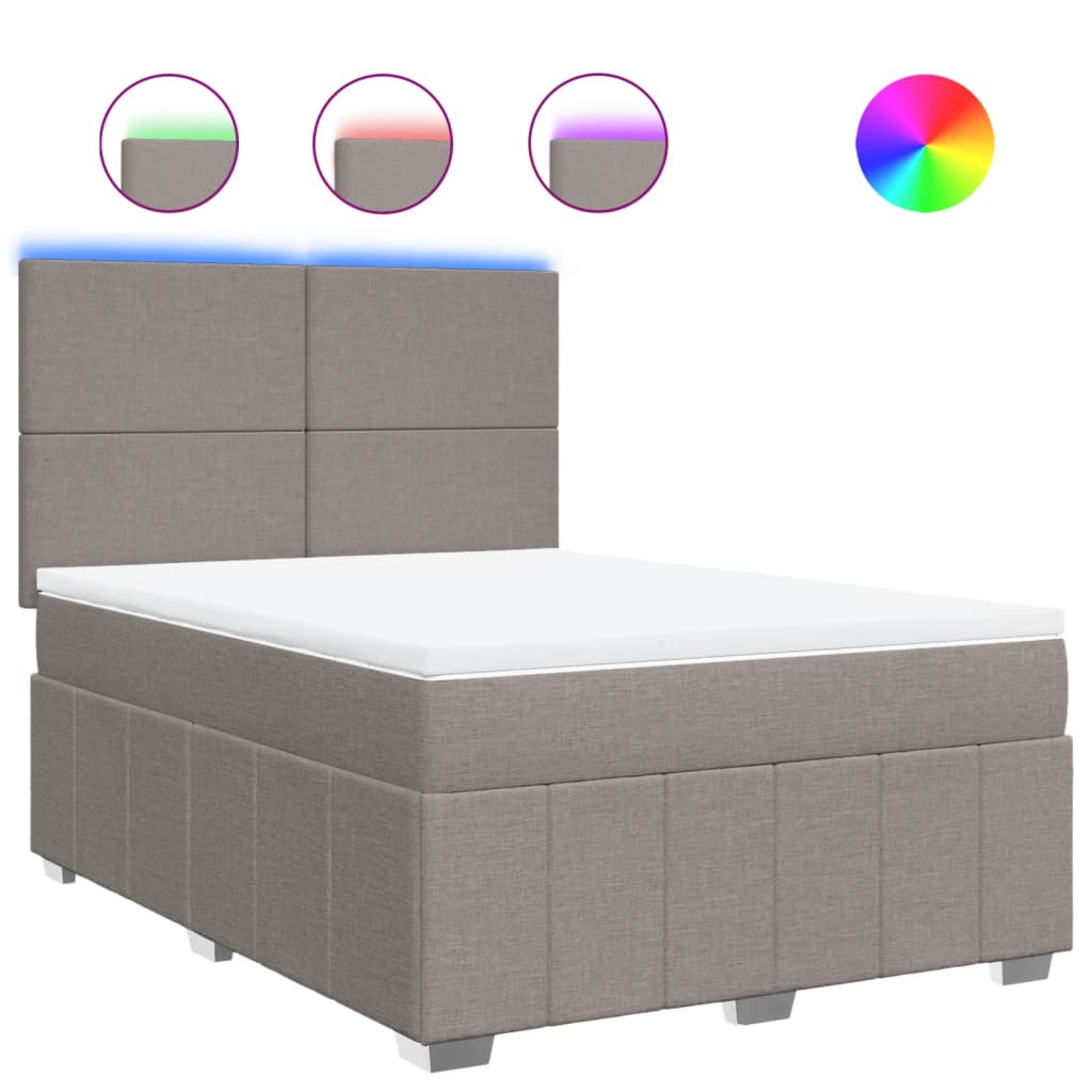 Sommier à lattes de lit avec matelas Taupe 140x190 cm Tissu - XIOS