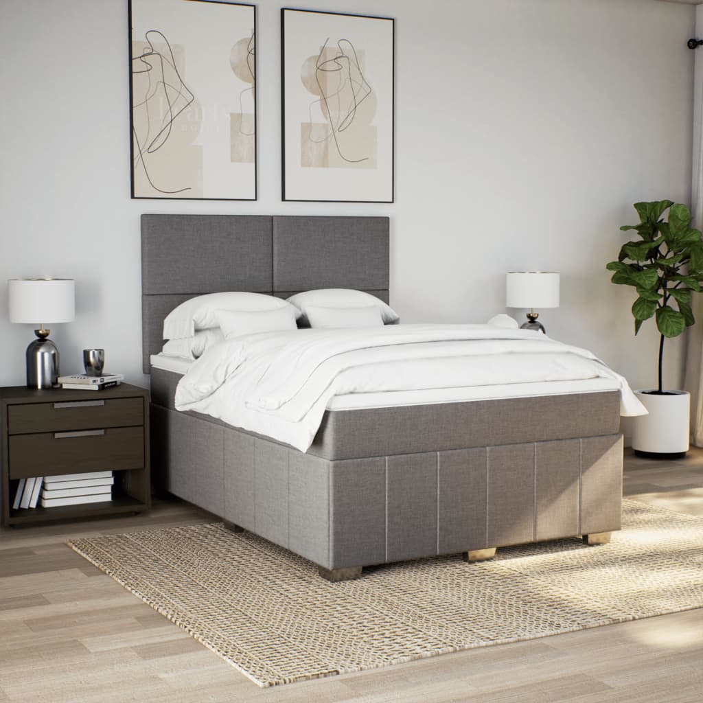 Sommier à lattes de lit avec matelas Taupe 140x190 cm Tissu - XIOS