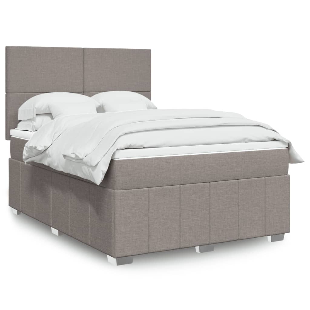 Sommier à lattes de lit avec matelas Taupe 140x190 cm Tissu - XIOS