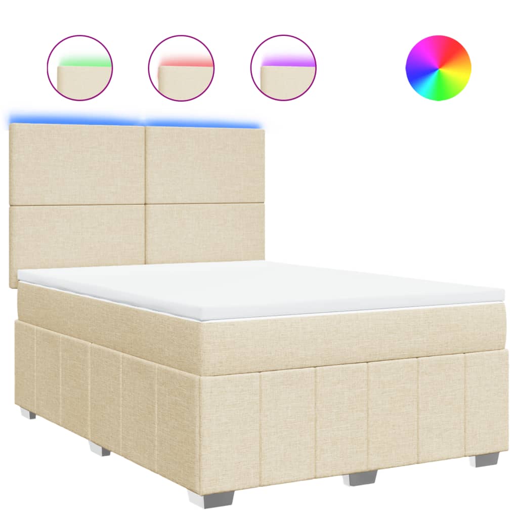 Sommier à lattes de lit avec matelas Crème 140x190 cm Tissu - XIOS