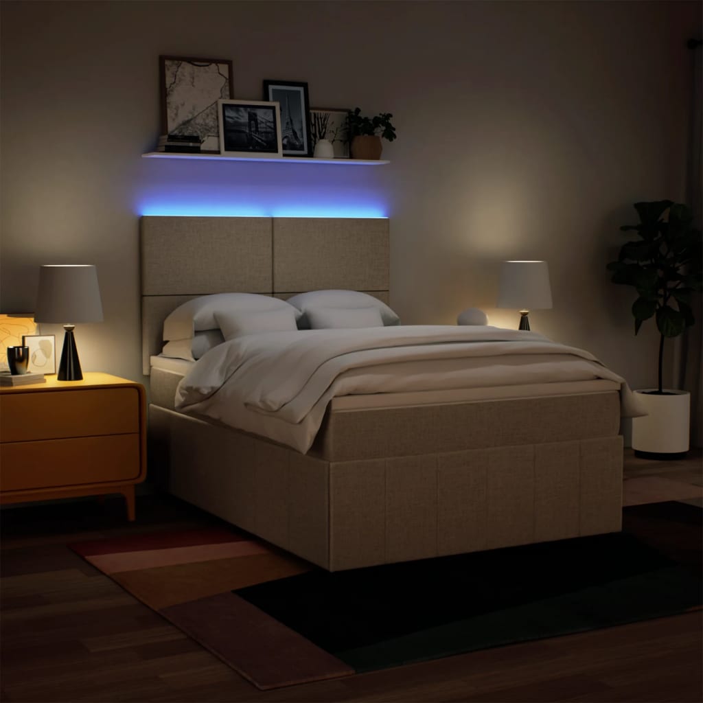 Sommier à lattes de lit avec matelas Crème 140x190 cm Tissu - XIOS