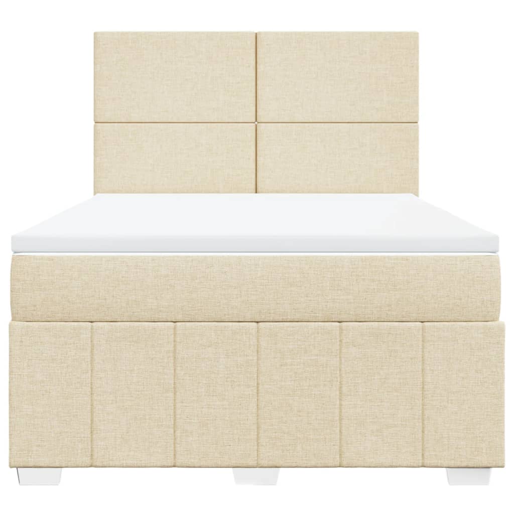 Sommier à lattes de lit avec matelas Crème 140x190 cm Tissu - XIOS