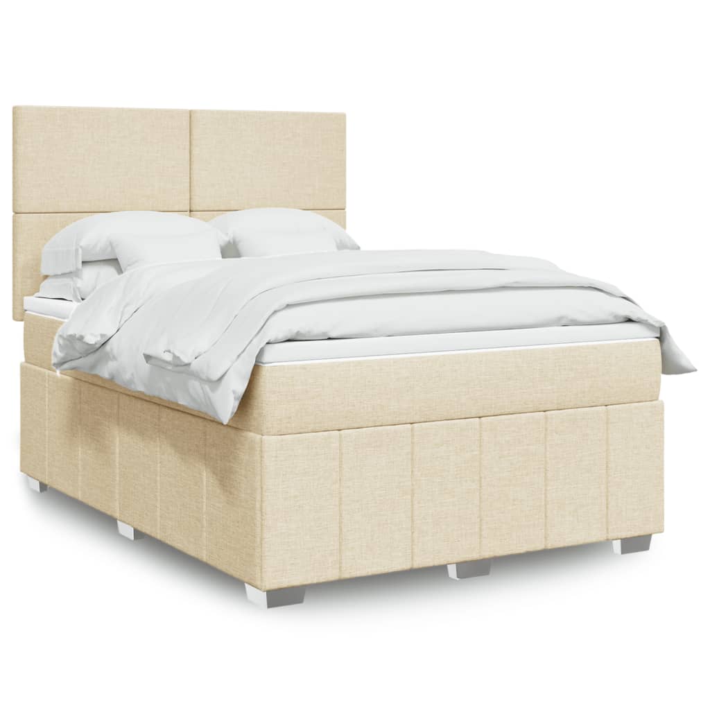 Sommier à lattes de lit avec matelas Crème 140x190 cm Tissu - XIOS