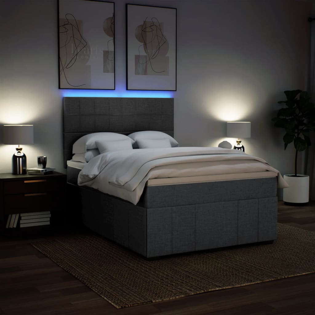 Sommier à lattes de lit avec matelas Gris foncé 140x190cm Tissu - XIOS