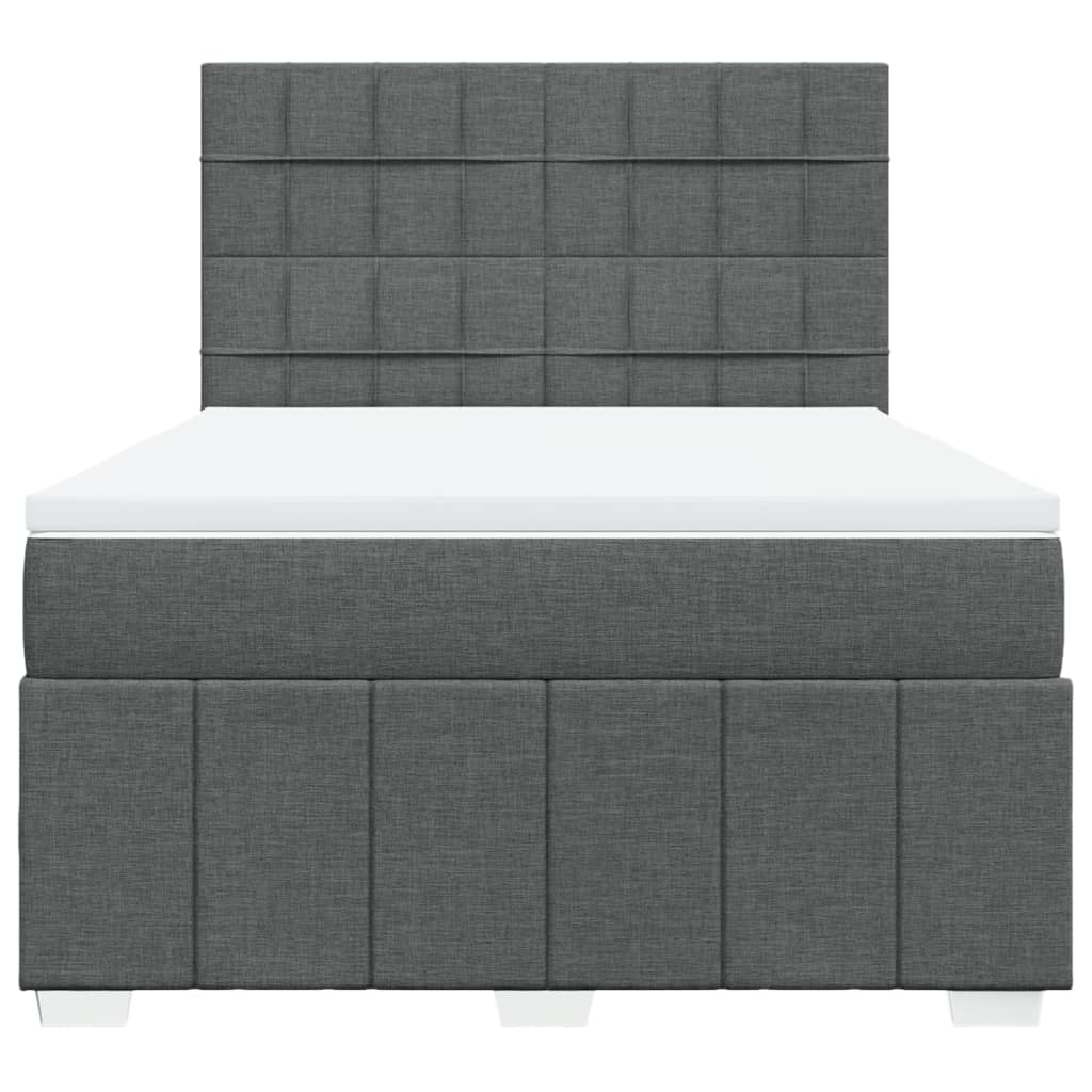Sommier à lattes de lit avec matelas Gris foncé 140x190cm Tissu - XIOS