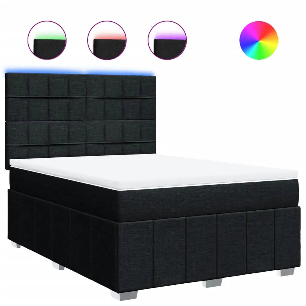 Sommier à lattes de lit avec matelas Noir 140x190 cm Tissu - XIOS