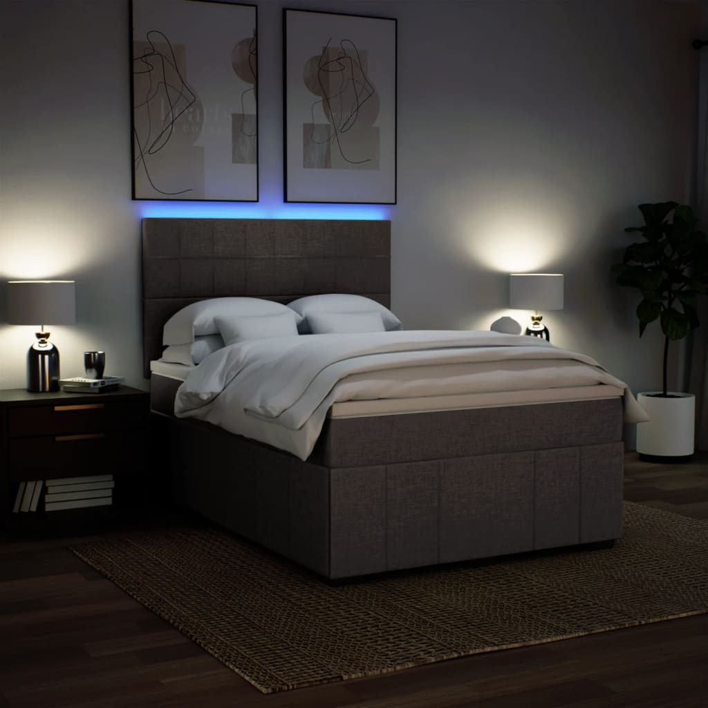 Sommier à lattes de lit avec matelas Taupe 140x190 cm Tissu - XIOS