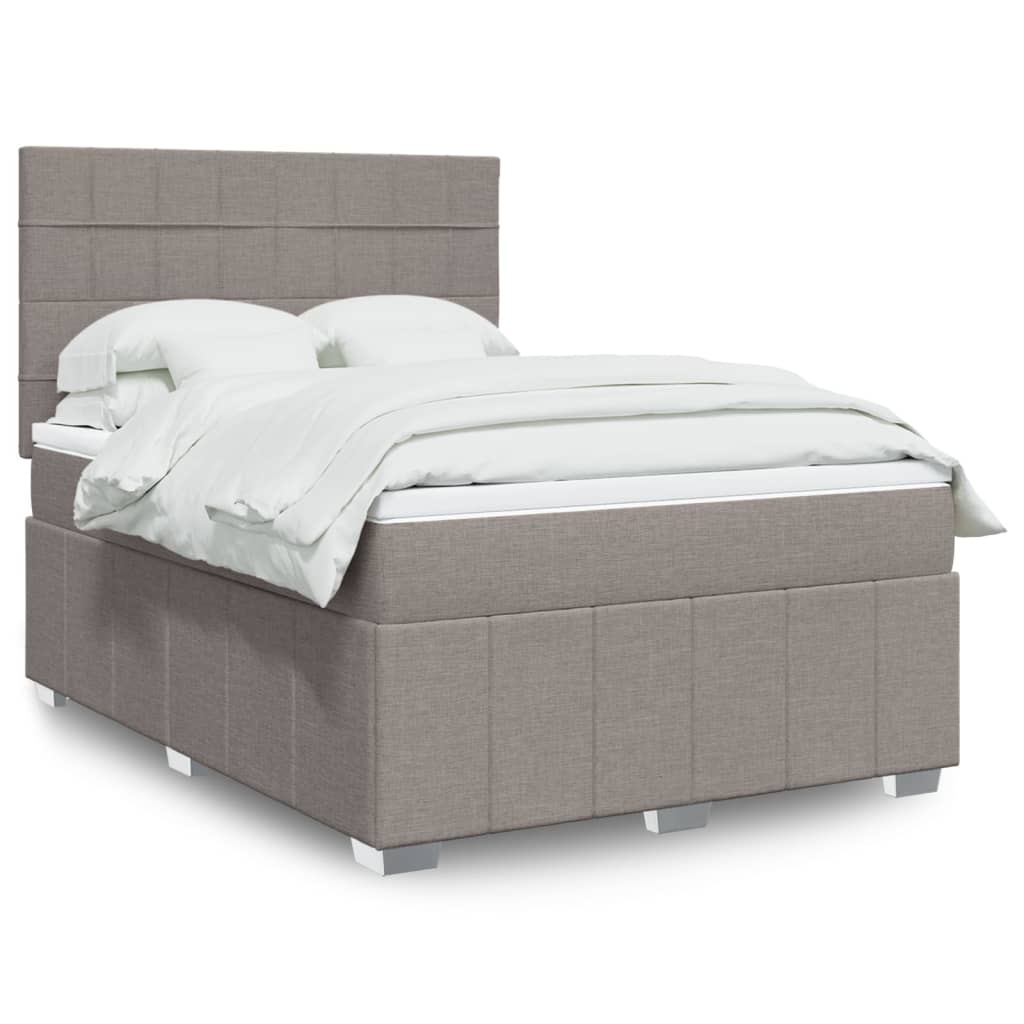 Sommier à lattes de lit avec matelas Taupe 140x190 cm Tissu - XIOS