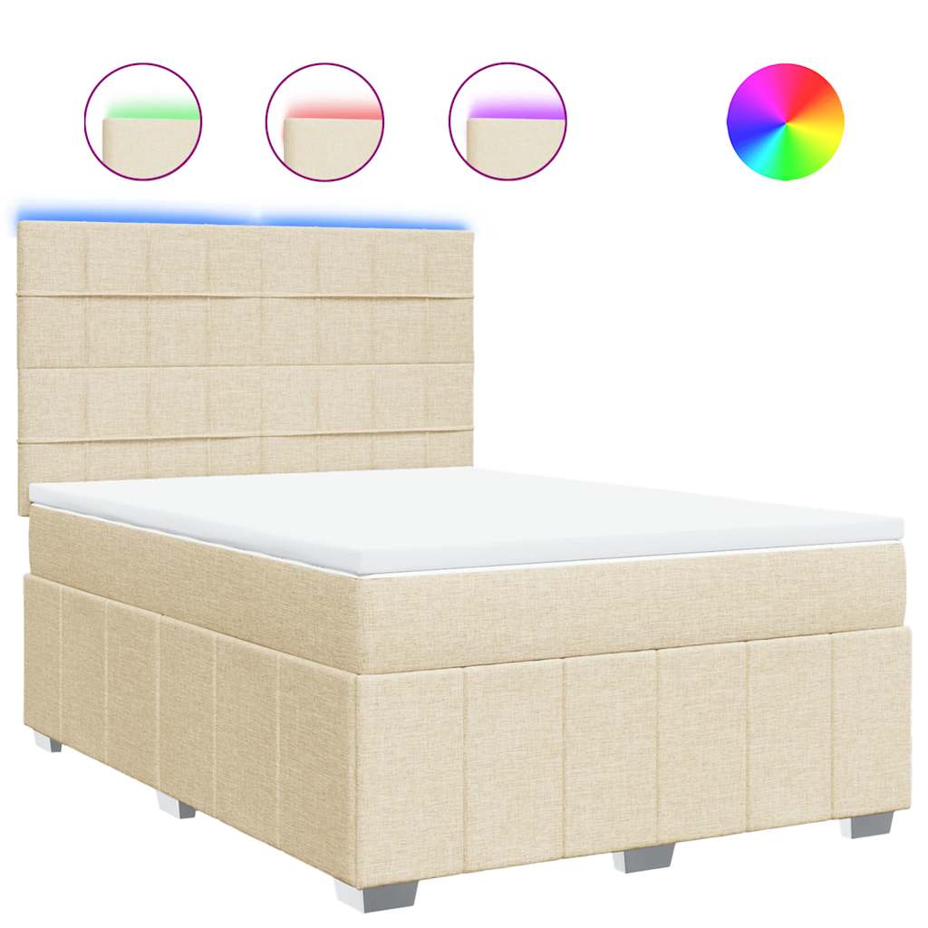 Sommier à lattes de lit avec matelas Crème 140x190 cm Tissu - XIOS