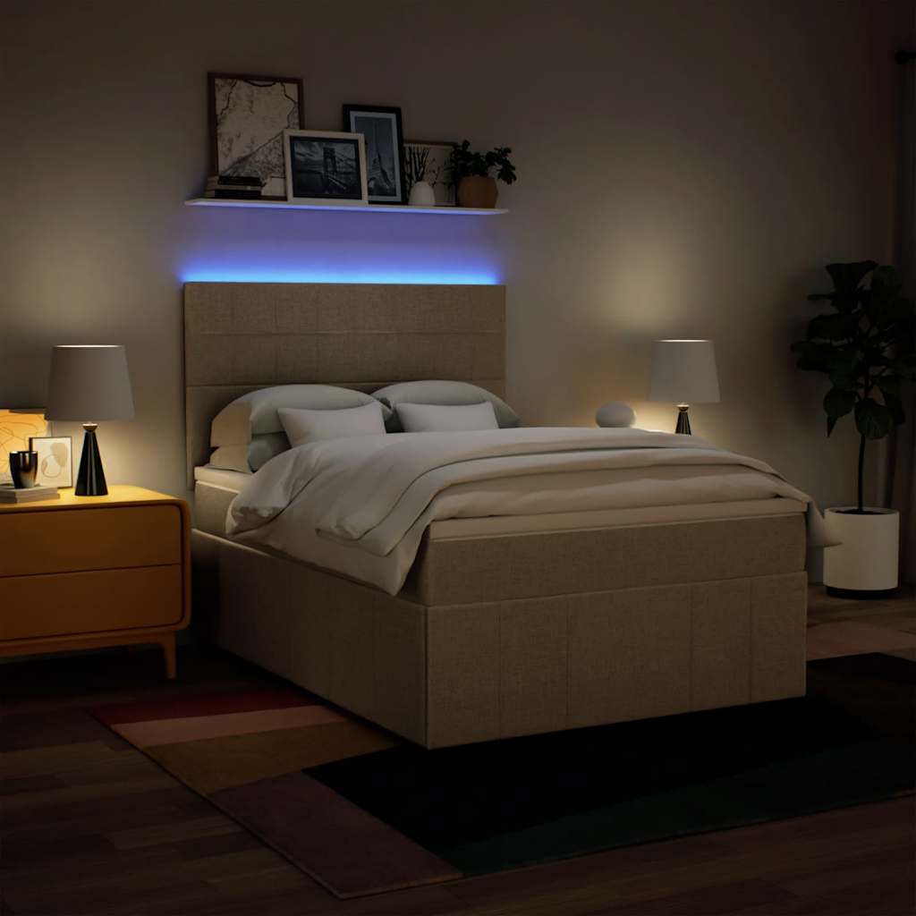 Sommier à lattes de lit avec matelas Crème 140x190 cm Tissu - XIOS