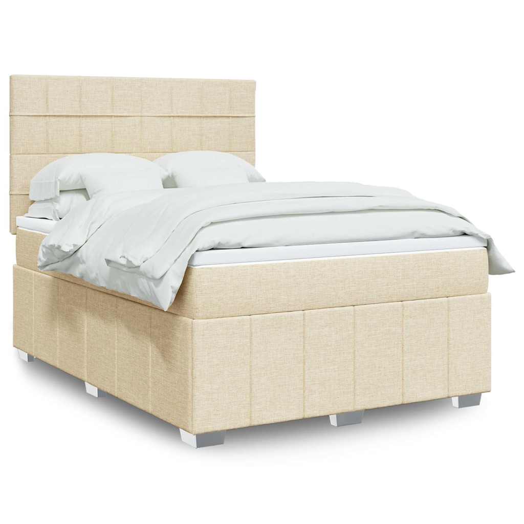 Sommier à lattes de lit avec matelas Crème 140x190 cm Tissu - XIOS