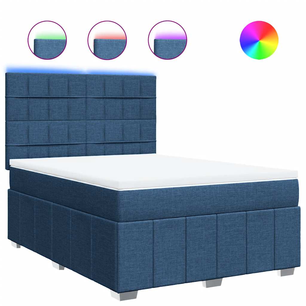 Sommier à lattes de lit avec matelas Bleu 140x190 cm Tissu - XIOS